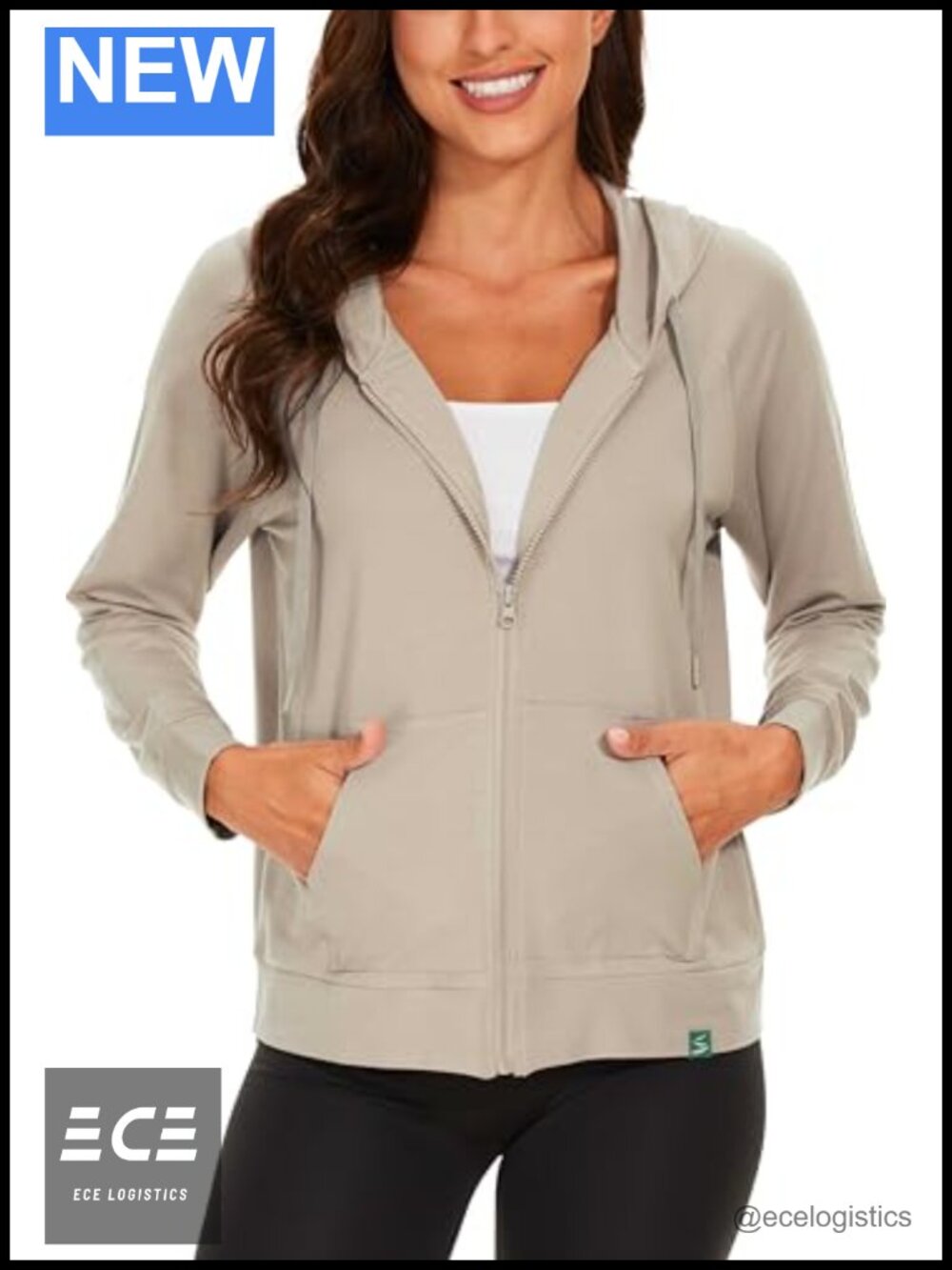 Bamboo Viscose Full Zip Lightweight Terry Hoodie Kangaroo Pockets